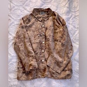 CHICOS DESIGN Post Card Print Blouse size 3/ large